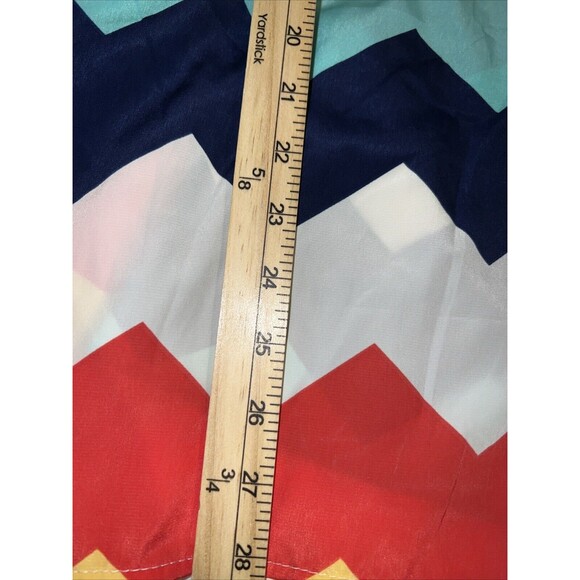 Ezra Womens Shift Dress Large Multicolored Chevron 3/4 Sleeve Mini Polyester Zip - Picture 8 of 10